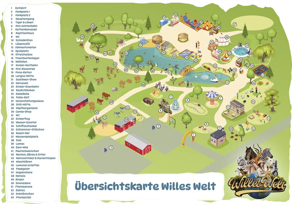 Parkplan für den Erlebnispark Willes Welt